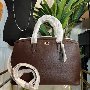 NEW WITH TAGS!  COACH LEGACY CARRYALL 35 IN MAPLE BROWN WITH DETACHABLE STRAP